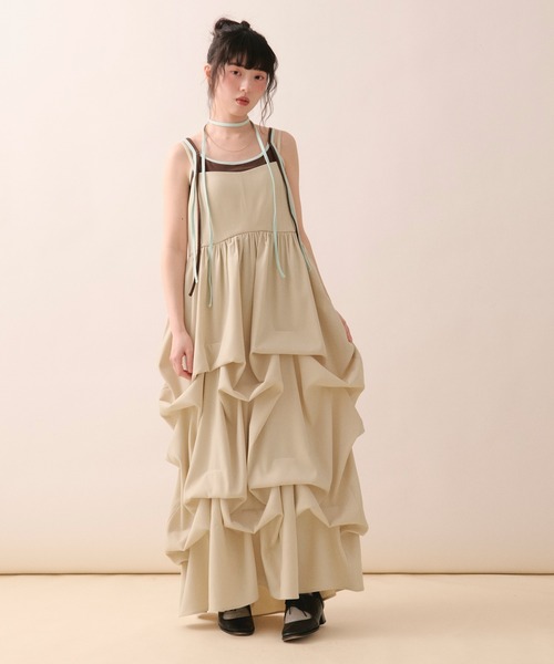 ワンピース tuck volume cami onepiece / タックボリュームキャミワンピースの画像