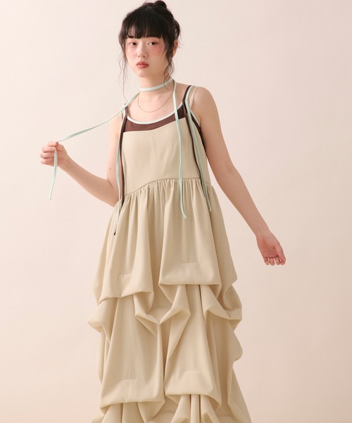 ワンピース tuck volume cami onepiece / タックボリュームキャミワンピースの画像