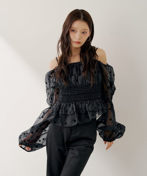 チコラータのブラウス Chico（チコ） ブラウス シャツ 「SALON by Chico」袖取り外しペプラム