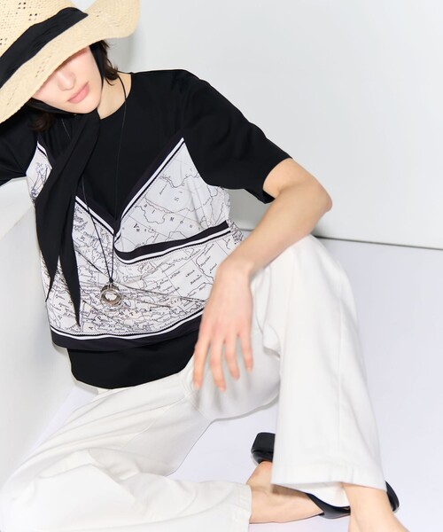 tシャツ スカーフコンビジャージー カットソー レディースの画像