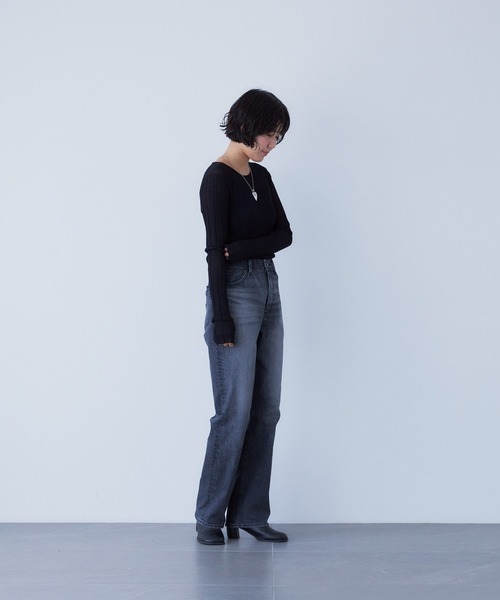「YANUK」 デニムパンツ 27inch グレー レディース_画像2
