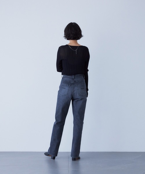 「YANUK」 デニムパンツ 27inch グレー レディース_画像3