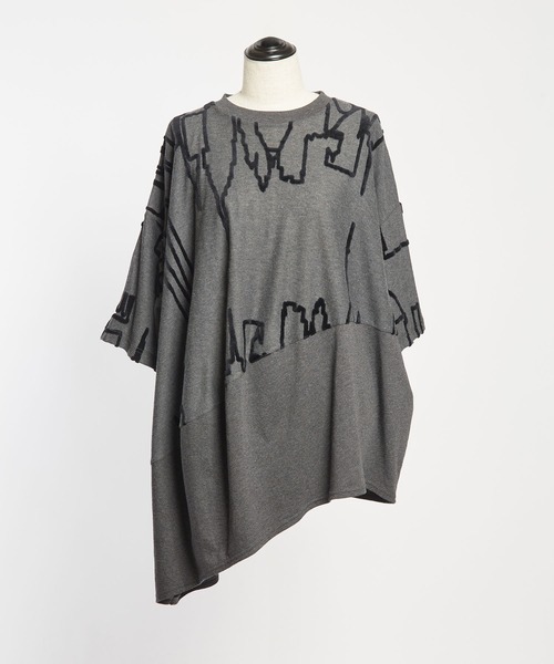 「gomme」 半袖Tシャツ MEDIUM チャコールグレー×ブラック レディース_画像5