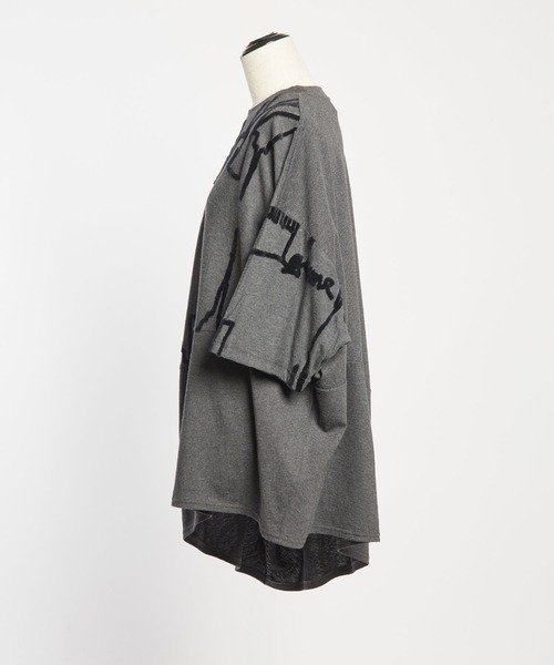 「gomme」 半袖Tシャツ MEDIUM チャコールグレー×ブラック レディース_画像6