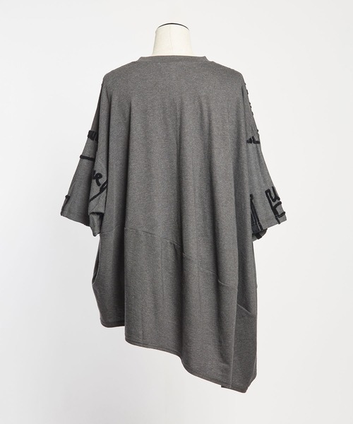 「gomme」 半袖Tシャツ MEDIUM チャコールグレー×ブラック レディース_画像7