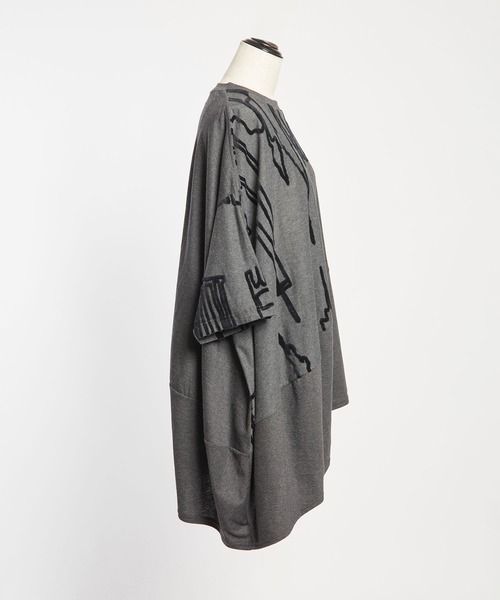 「gomme」 半袖Tシャツ MEDIUM チャコールグレー×ブラック レディース_画像8