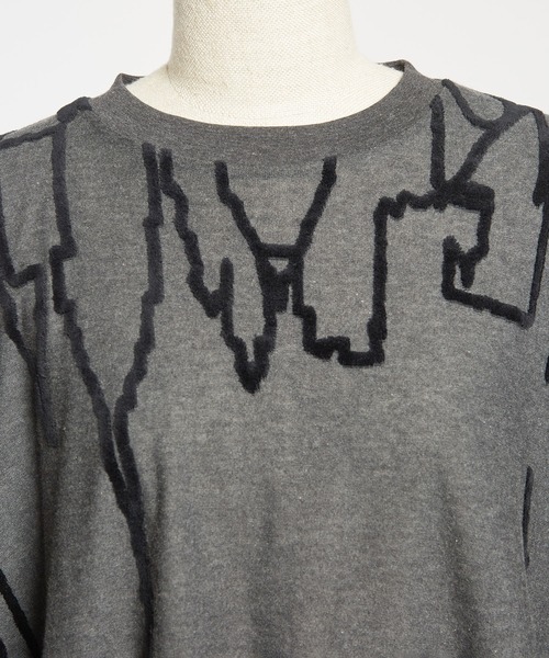 「gomme」 半袖Tシャツ MEDIUM チャコールグレー×ブラック レディース_画像9