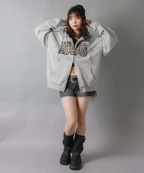 「SPINNS」 ジップアップパーカー ONESIZE ネイビー レディース_画像3