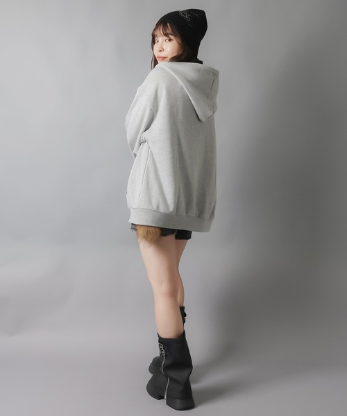 「SPINNS」 ジップアップパーカー ONESIZE ネイビー レディース_画像5