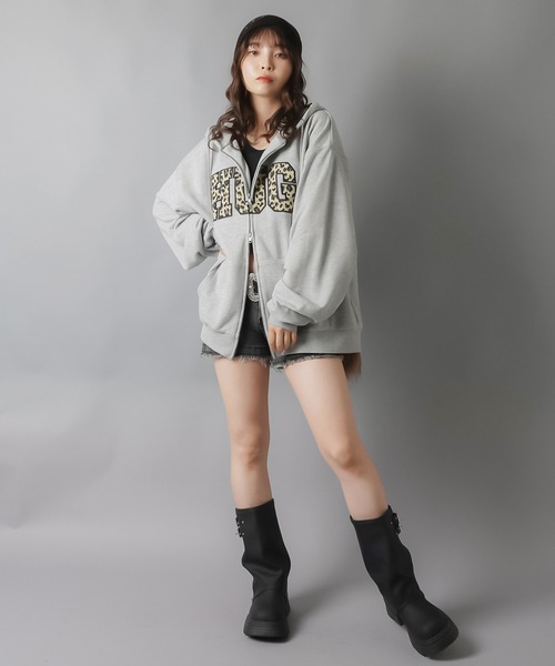 「SPINNS」 ジップアップパーカー ONESIZE ネイビー レディース_画像6