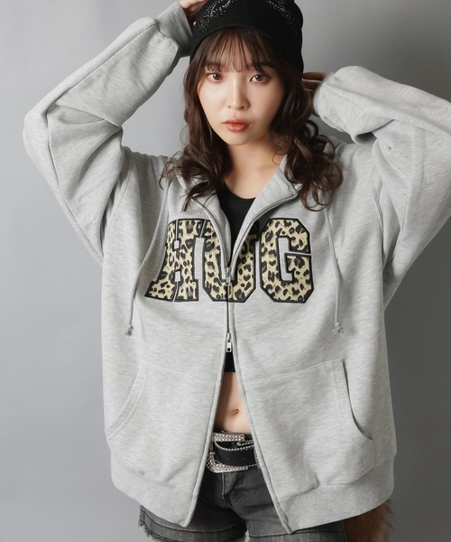 「SPINNS」 ジップアップパーカー ONESIZE ネイビー レディース_画像7