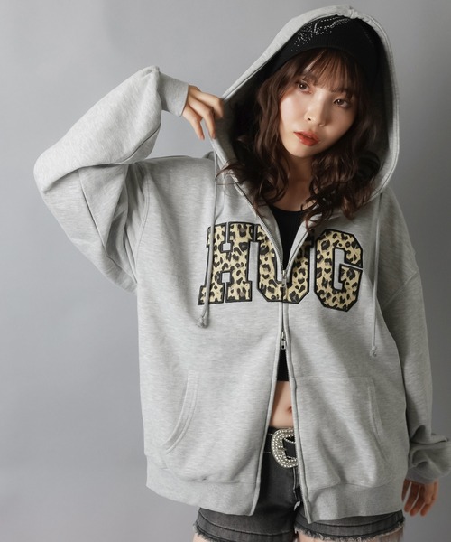 「SPINNS」 ジップアップパーカー ONESIZE ネイビー レディース_画像9