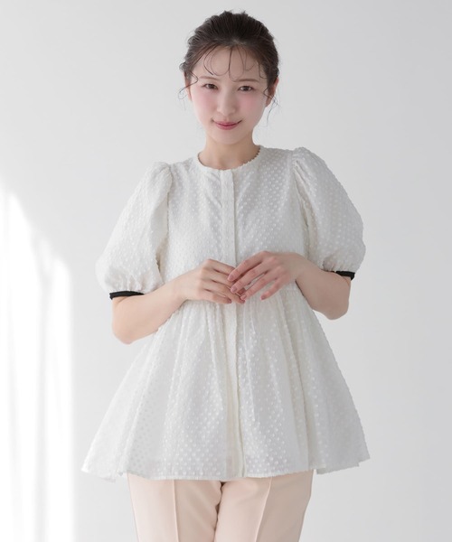 Fit more（フィットモア） ブラウス シャツ フリンジドットジャガード