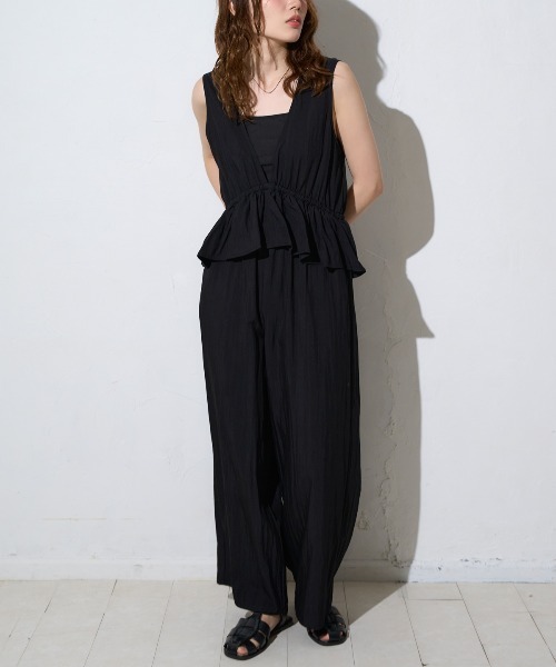 サロペット・オーバーオール・オールインワン swell peplum set up pants dress TRIANGLE PALETTE サロペット オーバーオール セットアップ風 ペプラム