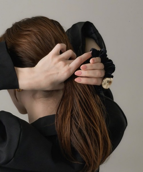 「muku」 シュシュ FREE ブラック×ゴールド レディース_画像7