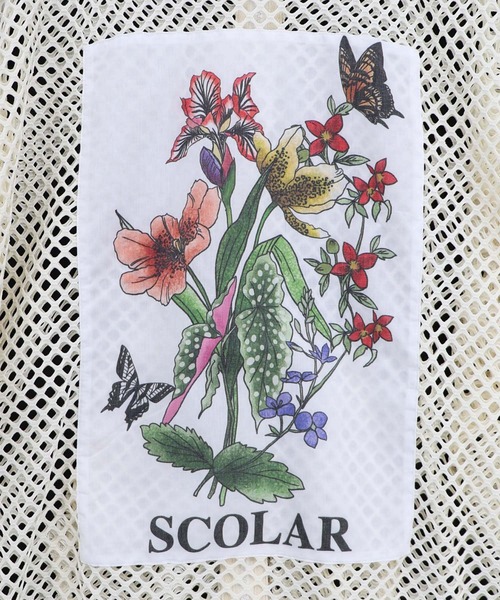 ScoLar（スカラー） パーカー 162687：熱帯花柄アップリケ付き ライン