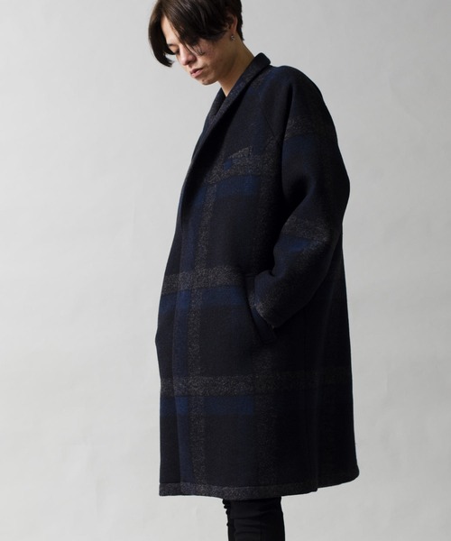 ★BOB★グレー ★チェスターコート★ボンディング加工★ウール混紡★ほぼ未使用★ WEB限定/OUTLET】【SKINNY】ウールブレンドニットチェスター