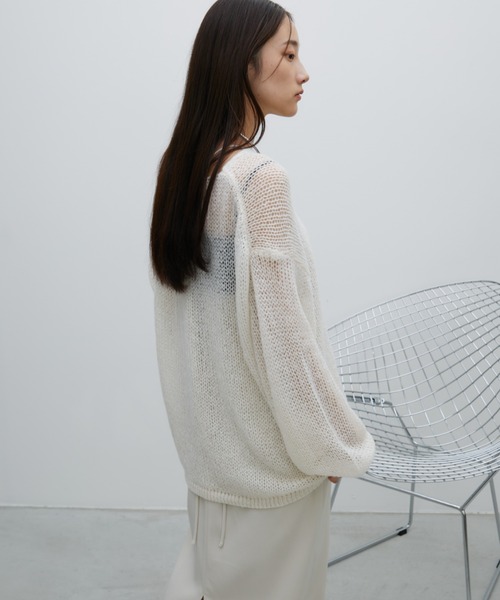 spider mesh knit メッシュ シアー シアーメッシュロングスリーブプルオーバー メッシュトップス