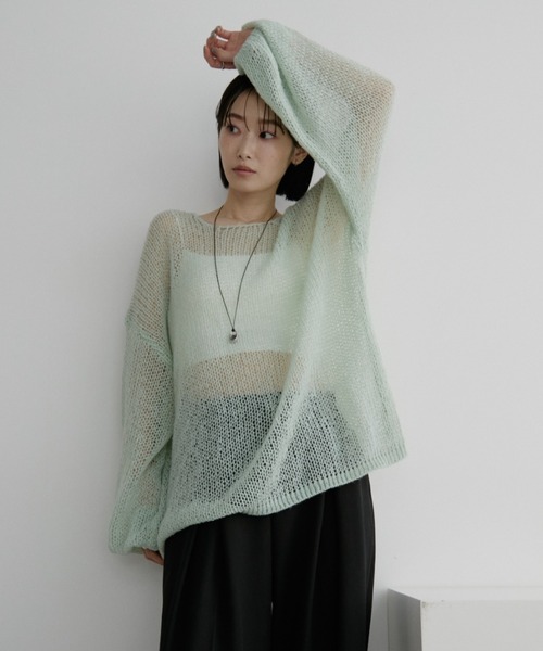 アンドマリー Sheer loose knit tops AM1760 ANDMARY】Sheer loose knit tops