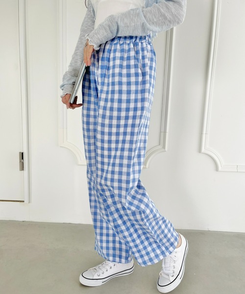 Loueme パンツ 「23S/S」ギンガムチェックイージーパンツ レディース