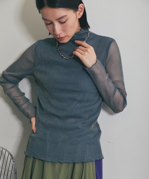 GIORGIO ARMANI 長袖ニットトップス シンプル グレー/PW102
