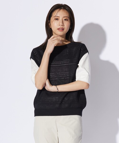 ベスト ジレ 「洗える」PATTERN ニット ベスト レディース