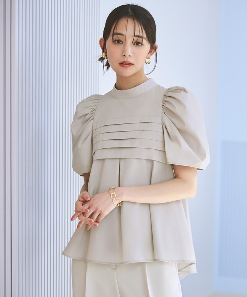 r*U様 スタディオクリップ　タックボリュームスリーブブラウス studio CLIP ブラウス シャツ リネンレーヨンタックスリーブ