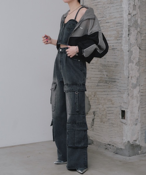RAY CASSIN ブラック シアーカーゴパンツ Ray Cassin パンツ デニム ジーンズ 「3サイズ展開/サイズ展開
