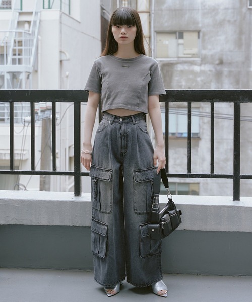 RAY CASSIN ブラック シアーカーゴパンツ Ray Cassin パンツ デニム ジーンズ 「3サイズ展開/サイズ展開