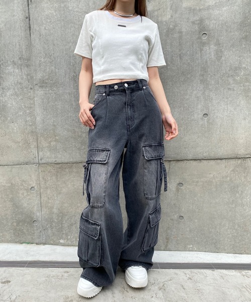 RAY CASSIN ブラック シアーカーゴパンツ Ray Cassin パンツ デニム ジーンズ 「3サイズ展開/サイズ展開