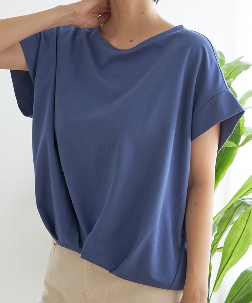 ikka（イッカ） tシャツ 半袖 鹿の子前身タックプルオーバー
