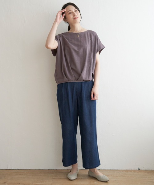 ikka（イッカ） tシャツ 半袖 鹿の子前身タックプルオーバー