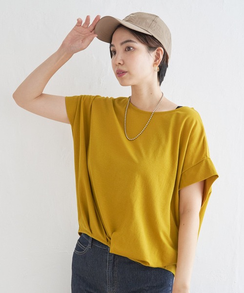 ikka（イッカ） tシャツ 半袖 鹿の子前身タックプルオーバー