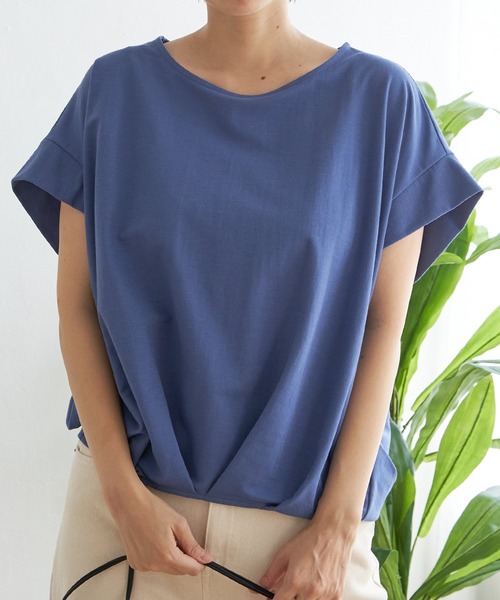 ikka（イッカ） tシャツ 半袖 鹿の子前身タックプルオーバー