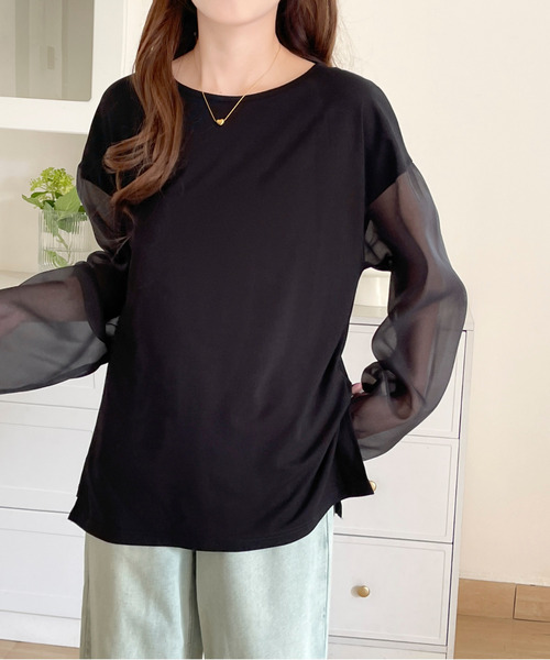 tシャツ シアードッキングシャーリングカットソー レディース tシャツ 袖シアードッキングカットソー レディース : ZOZOTOWN