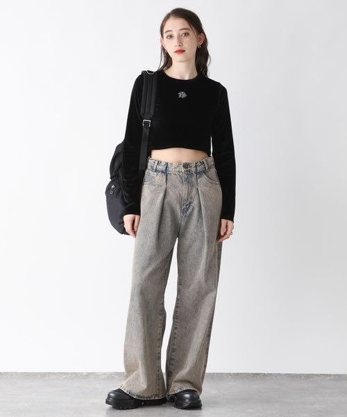 tシャツ シアーベロアシシュウクロップドTEE/149549 レディース | JEANASIS | 05