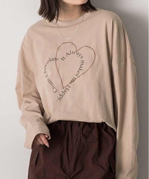 ad thie（アドティエ） tシャツ ハート刺繍・プリント ロングTシャツ