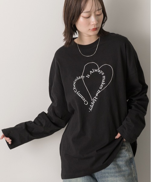 ad thie（アドティエ） tシャツ ハート刺繍・プリント ロングTシャツ