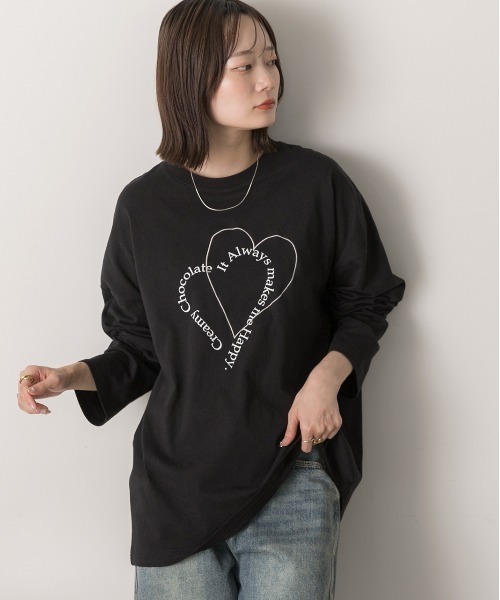 ad thie（アドティエ） tシャツ ハート刺繍・プリント ロングTシャツ