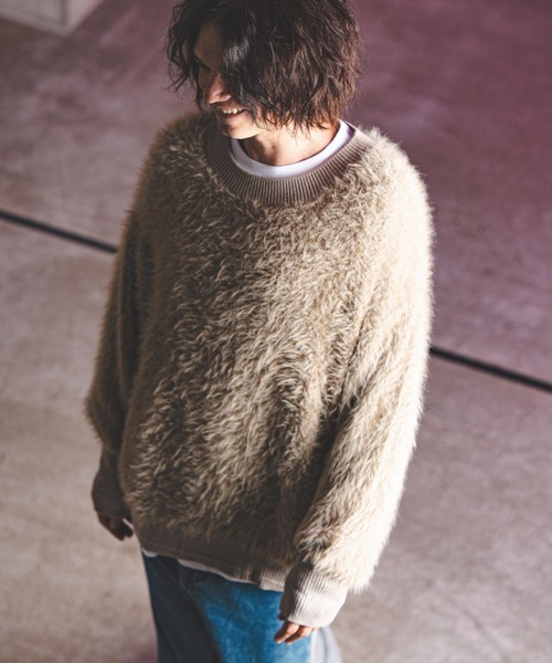 GLIMCLAP セーター ニット mn3043- Feather yarn pullover フェザー