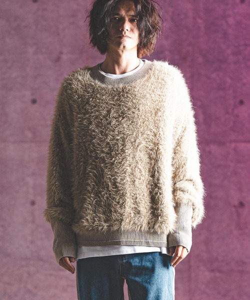 GLIMCLAP セーター ニット mn3043- Feather yarn pullover フェザー