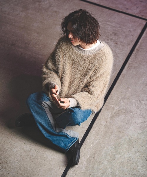 GLIMCLAP セーター ニット mn3043- Feather yarn pullover フェザー