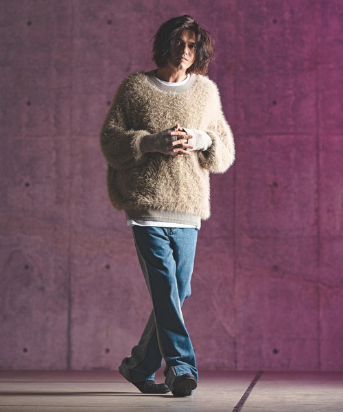 GLIMCLAP セーター ニット mn3043- Feather yarn pullover フェザー
