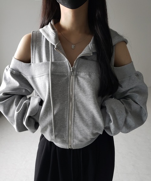 Lovilyn 2wayオープンショルダージップパーカー Lovilyn 2wayオープンショルダージップパーカー - メルカリ