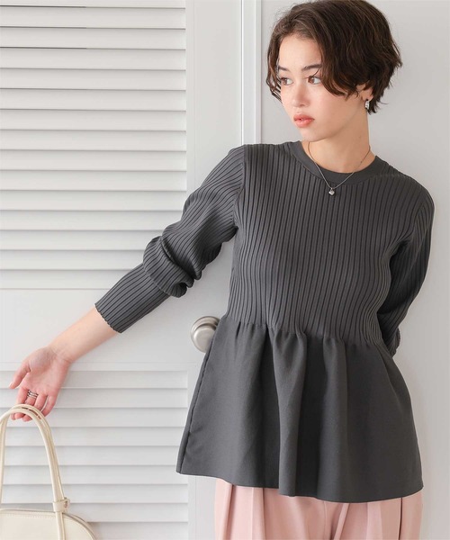 M maison de Dolce. Wシェイプニットトップス　ペプラムトップス titivate ニット セーター 前後2wayペプラムニットトップス
