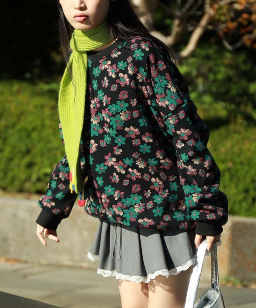 トレーナー スウェット 「HOOK」for girls 総花柄スウェット