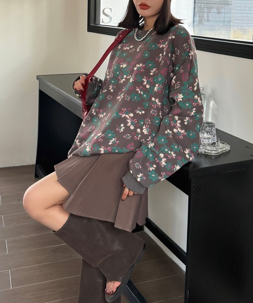 トレーナー スウェット 「HOOK」for girls 総花柄スウェット