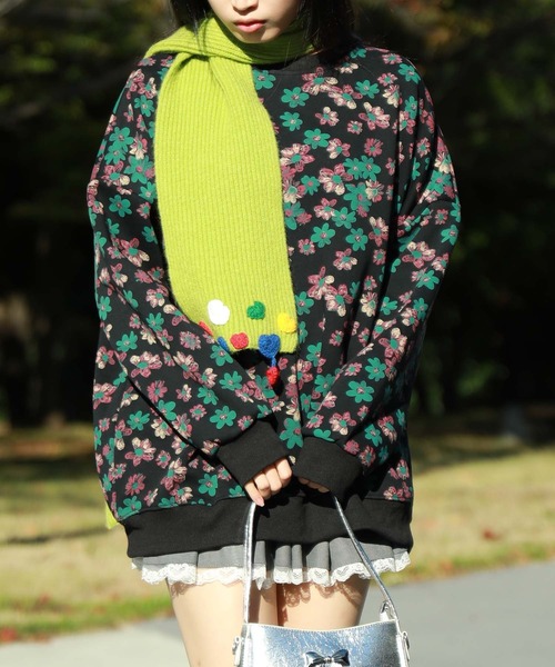 トレーナー スウェット 「HOOK」for girls 総花柄スウェット