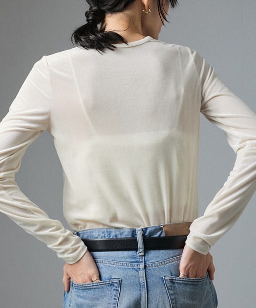 SALON adam et rope' tシャツ シアーベロアクルーネックPO