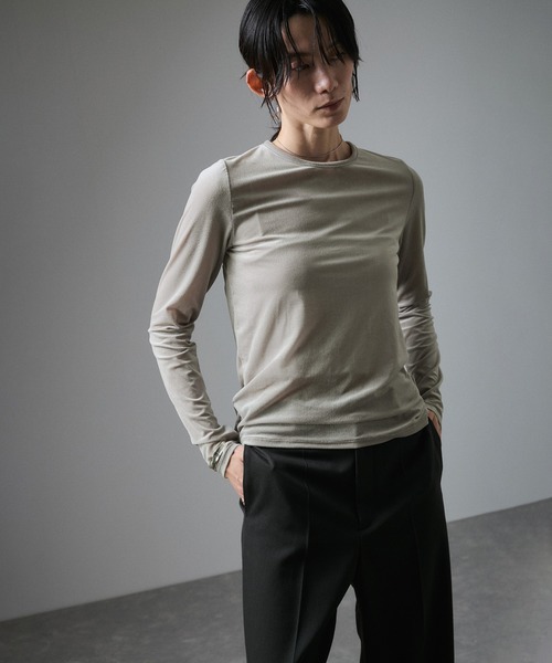 SALON adam et rope' tシャツ シアーベロアクルーネックPO